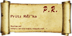 Pritz Réka névjegykártya